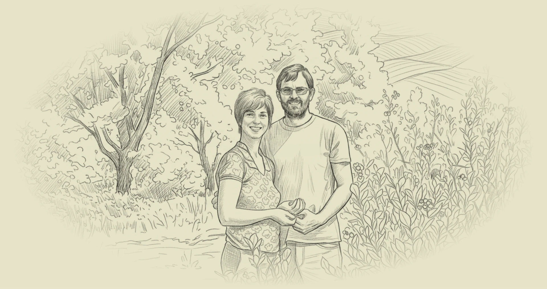 Ilustração de Sofia e Jorge, fundadores da Biogoods
