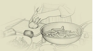 Preparação de uma refeição com produtos frescos